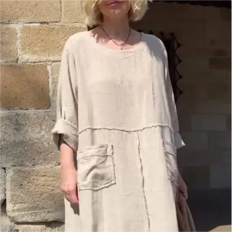 49% OffCasual Breathable Solid Color Round Neck Dress
