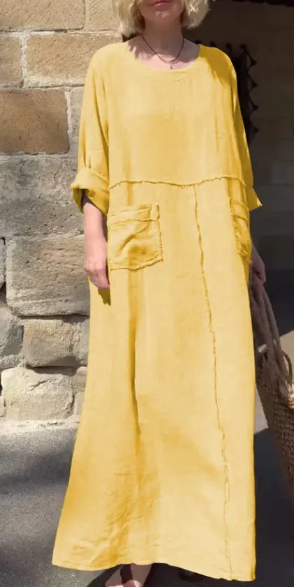 49% OffCasual Breathable Solid Color Round Neck Dress