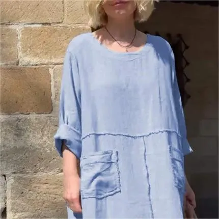 49% OffCasual Breathable Solid Color Round Neck Dress