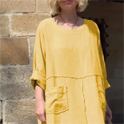 49% OffCasual Breathable Solid Color Round Neck Dress