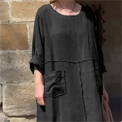 49% OffCasual Breathable Solid Color Round Neck Dress
