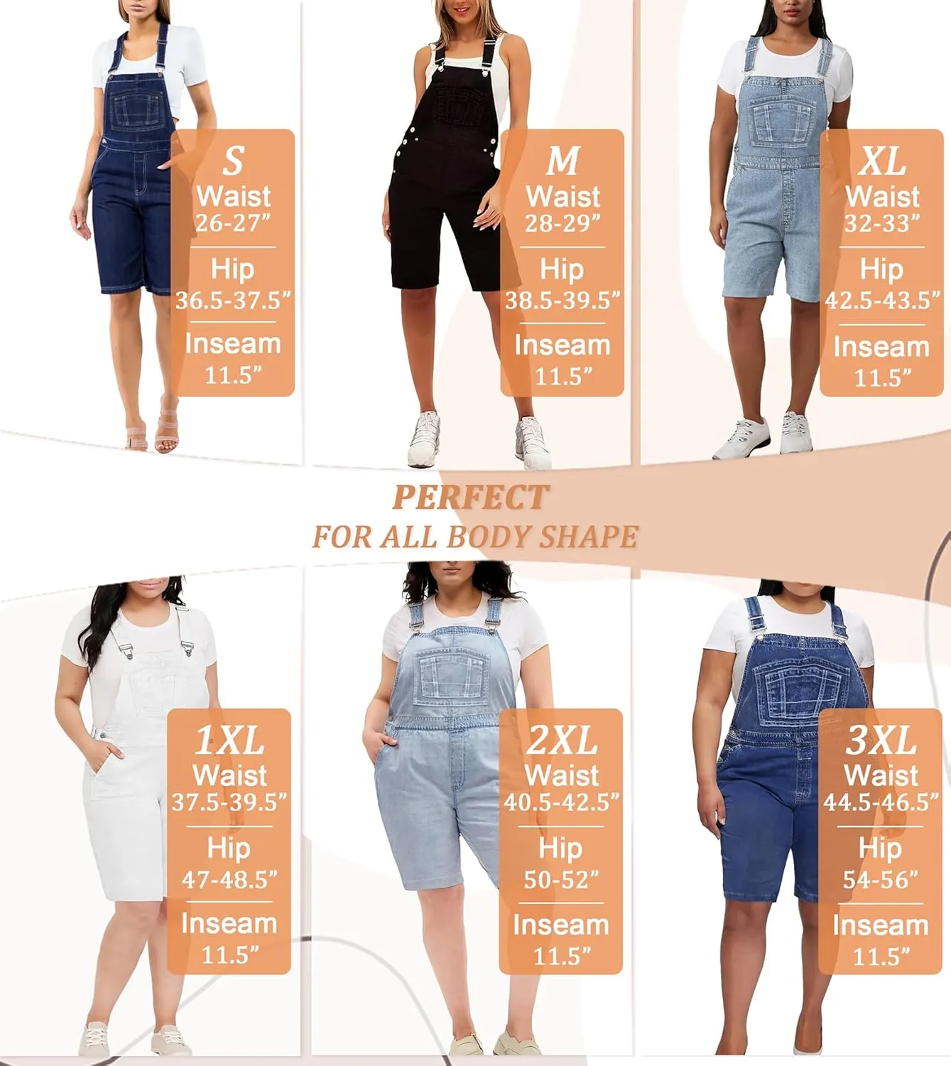 Hybrid & Company Womens Leisure Adjustable Straps Stretch Bermuda Denim jumpsuits Overalls