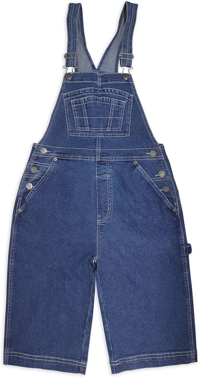 Hybrid & Company Womens Leisure Adjustable Straps Stretch Bermuda Denim jumpsuits Overalls