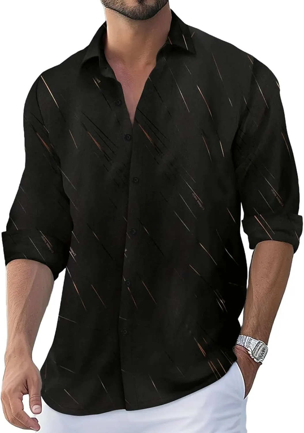 Men's Quick-Dry Dress Shirt | Long Sleeve Wrinkle-Free Business Casual Slim Fit