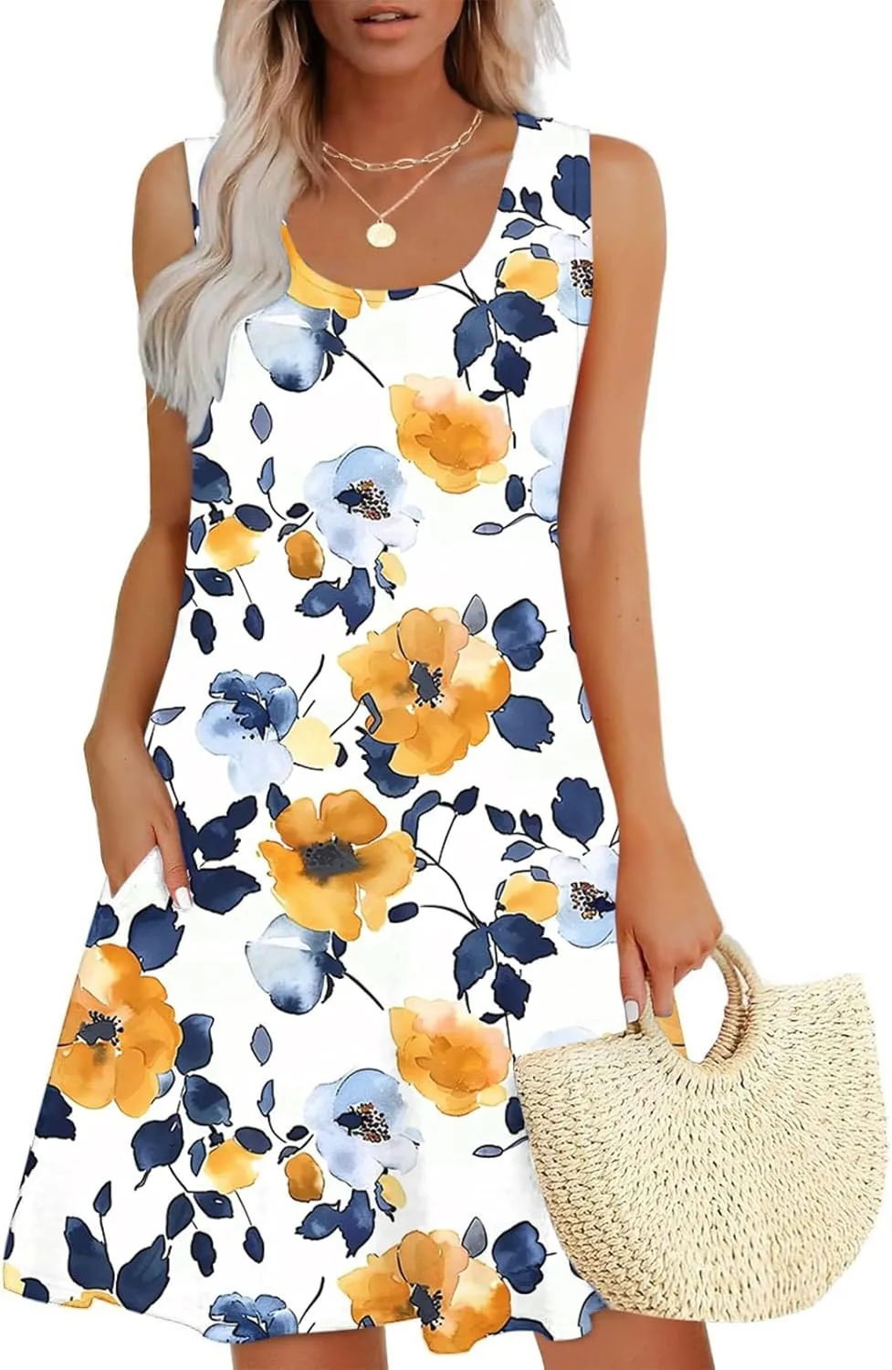 Women's 2025 Summer Casual Floral Boho Dress Elegant Halter Flowy Ruffle Midi Dress Sundresses Casual Beach Dresses