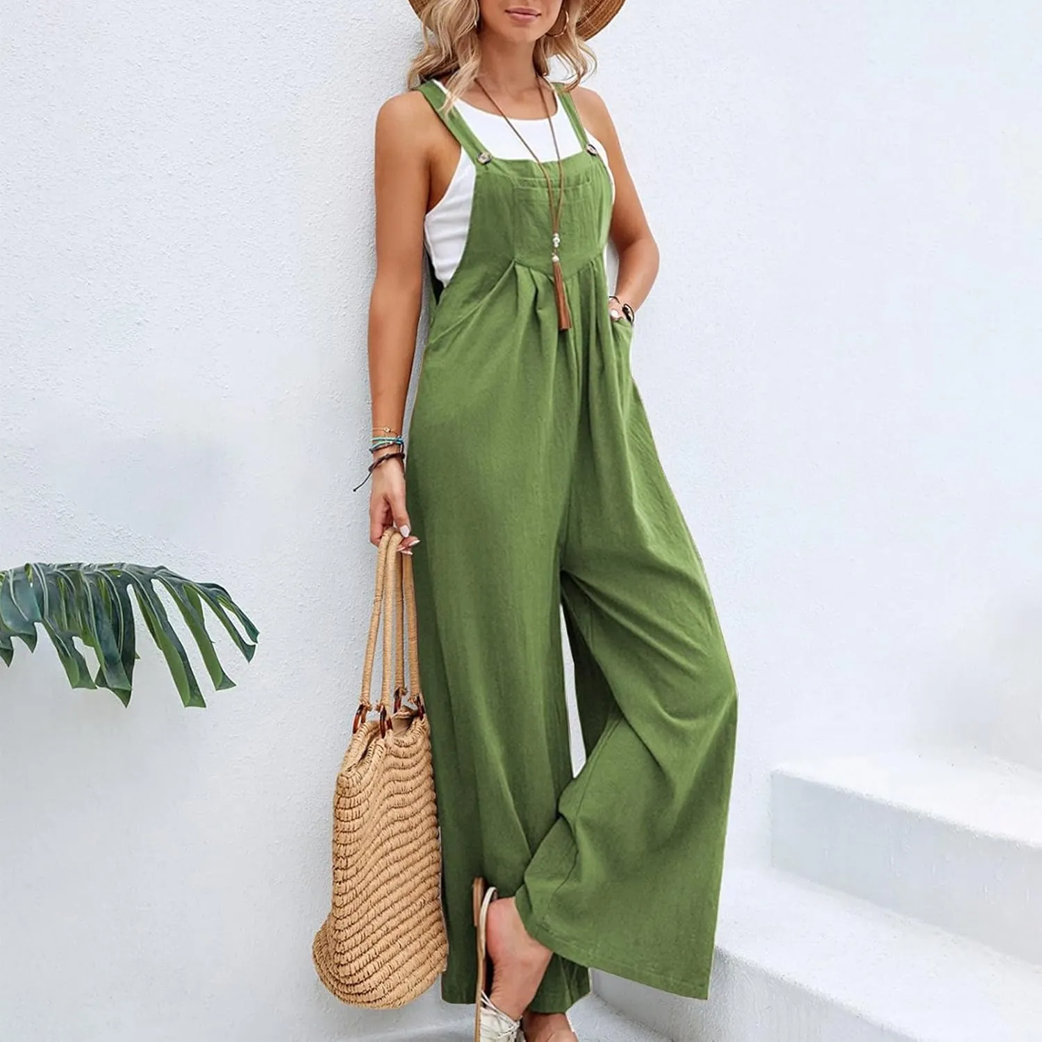 ZYXTIM Casual Jumpsuits for Women Summer Sleeveless Straps Loose Maternity Overalls Plus Size Beach Vacation Outfits 2025